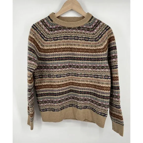 J Crew Knits Fair Isle Sweater in Lambs Wool Blend Men's Size Large AF188 - Picture 1 of 5